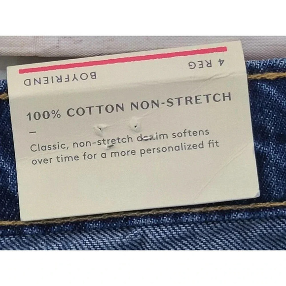 Universal Thread Boyfriend Jeans Women's Size 4 Blue Raw Hem Patchwork Tapered - Picture 9 of 10